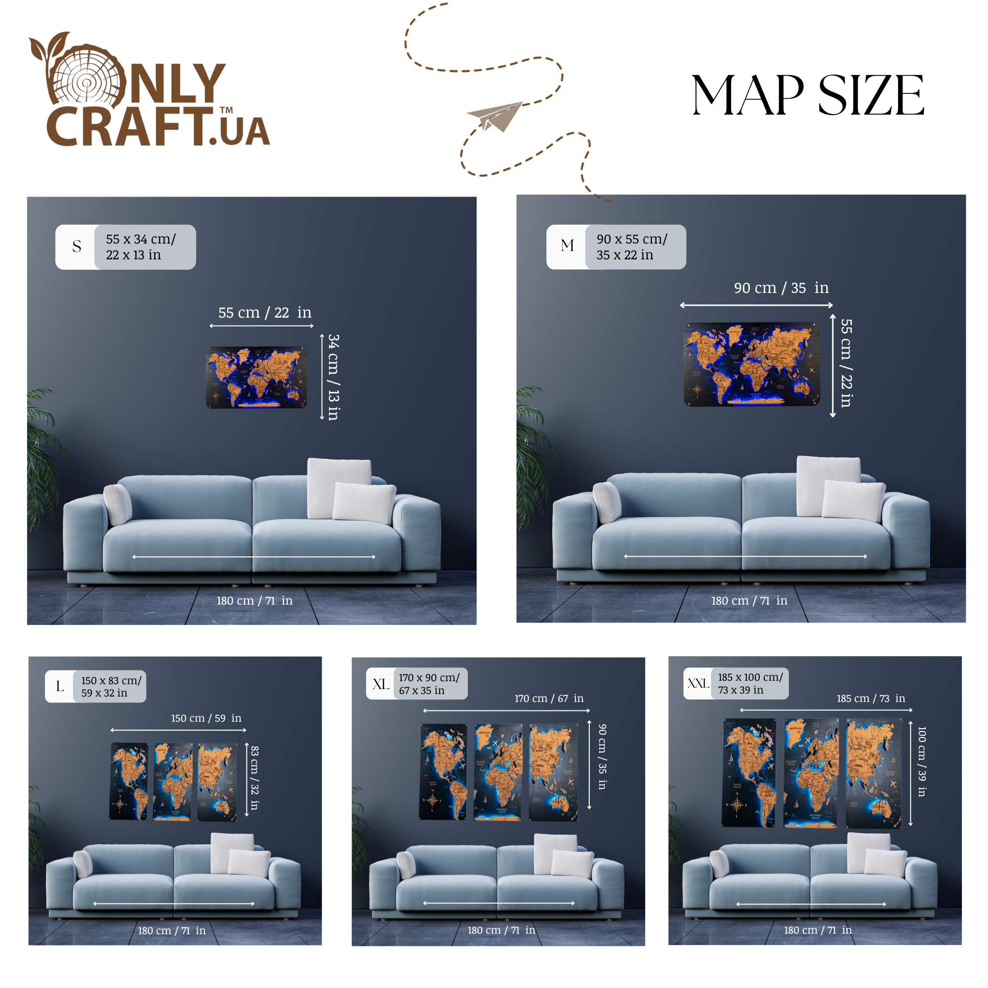 World Map Set Of 3 Cork