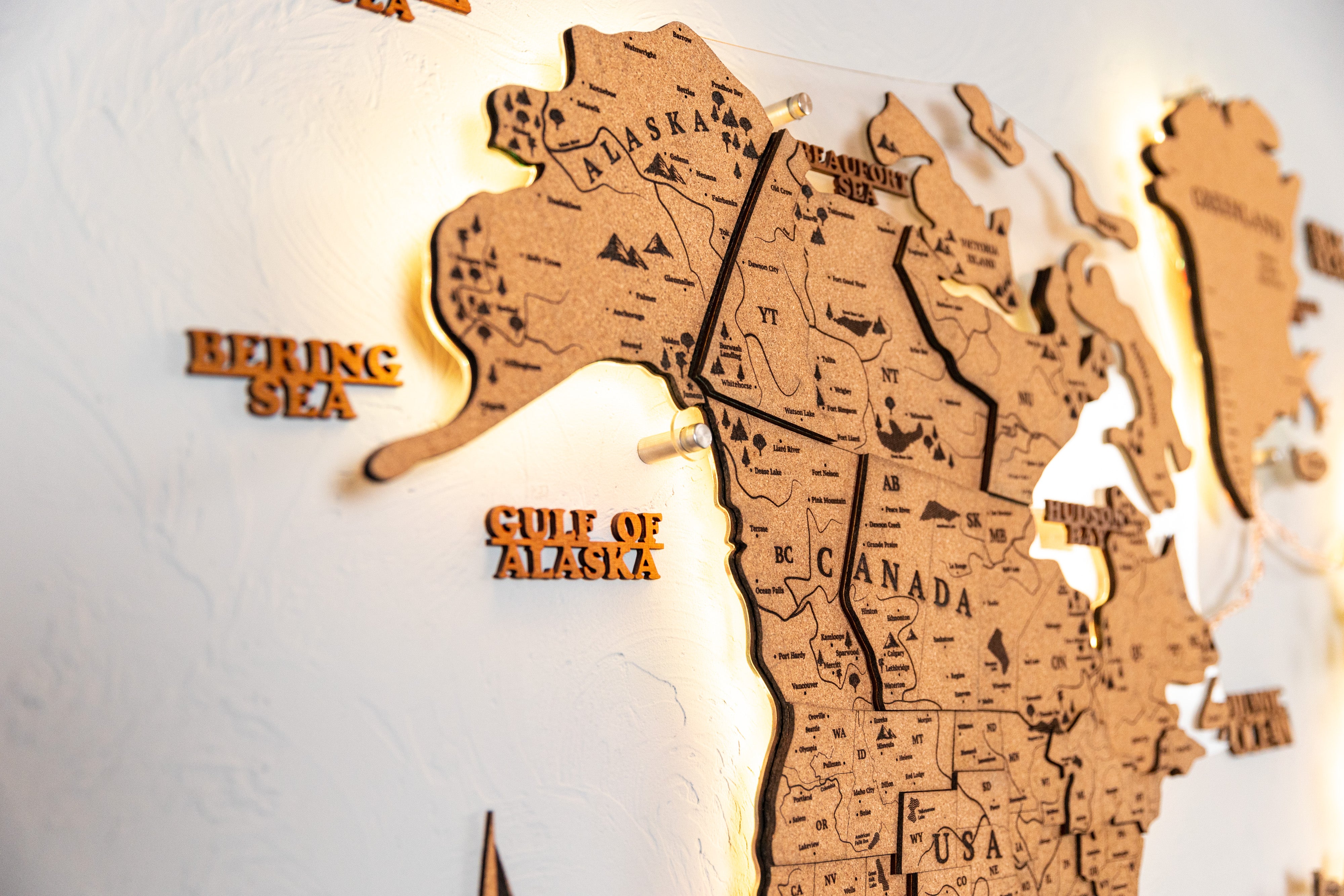 World Map Cork Led