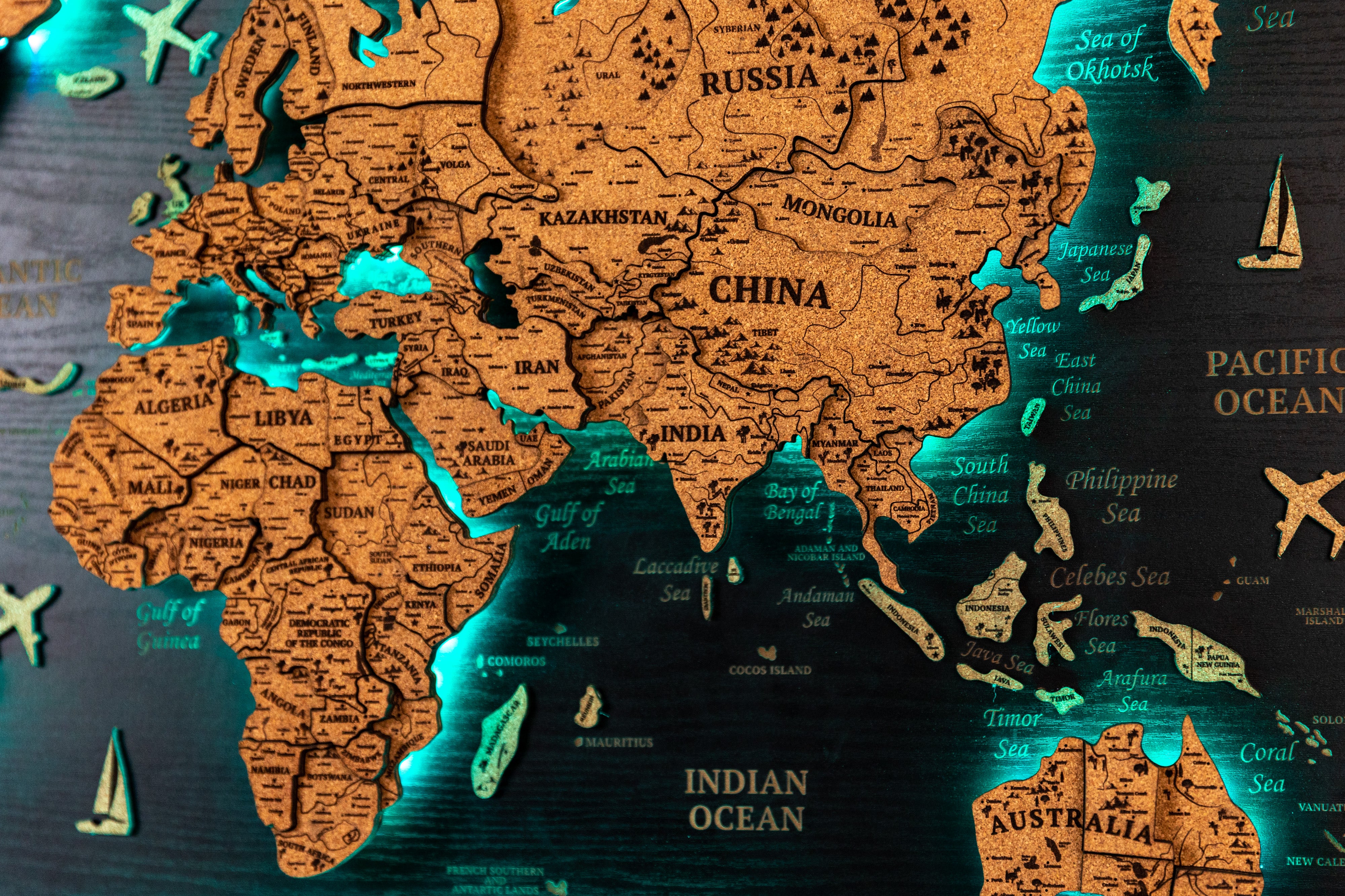 World Map Set Of 3 Cork