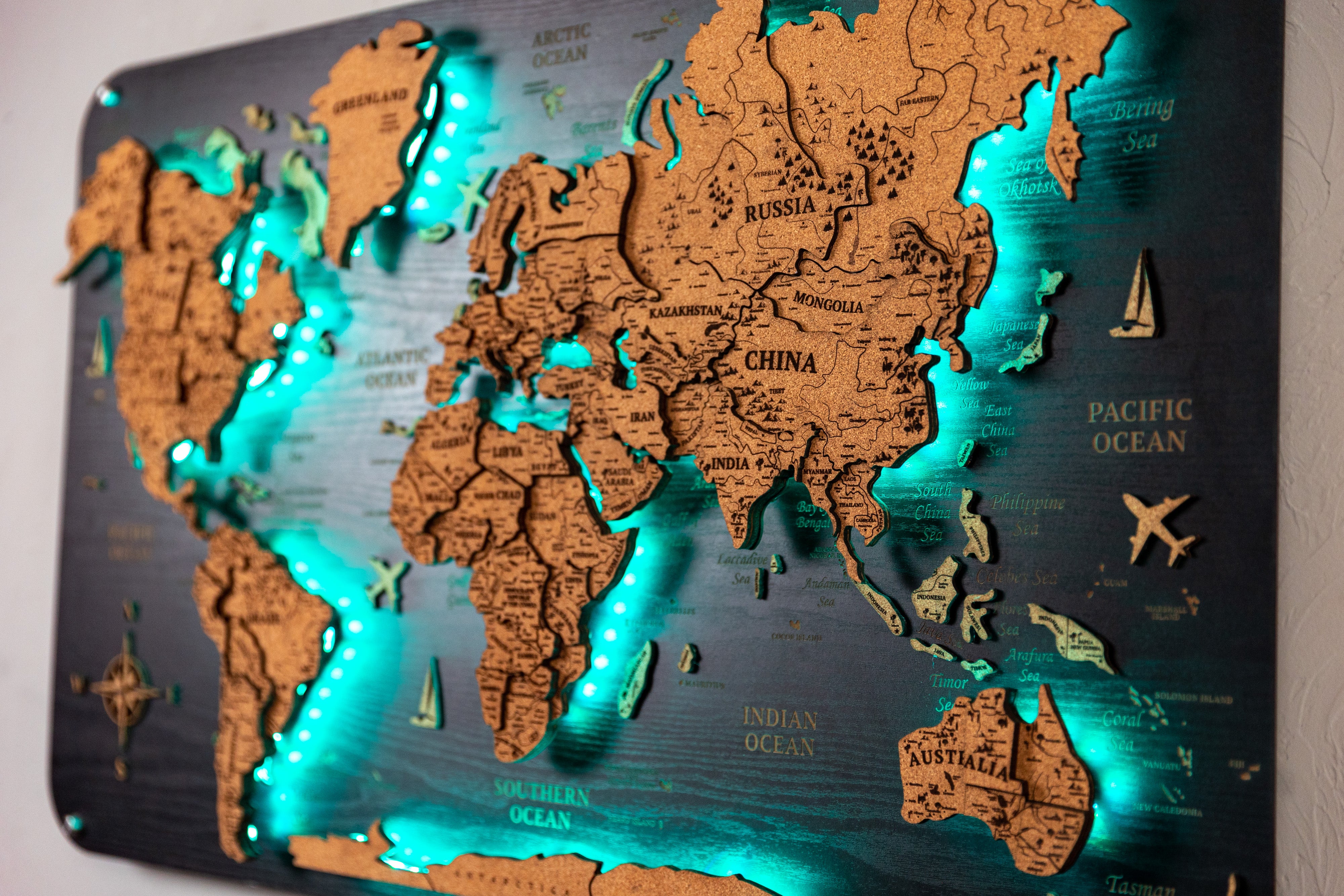 World Map Set Of 3 Cork