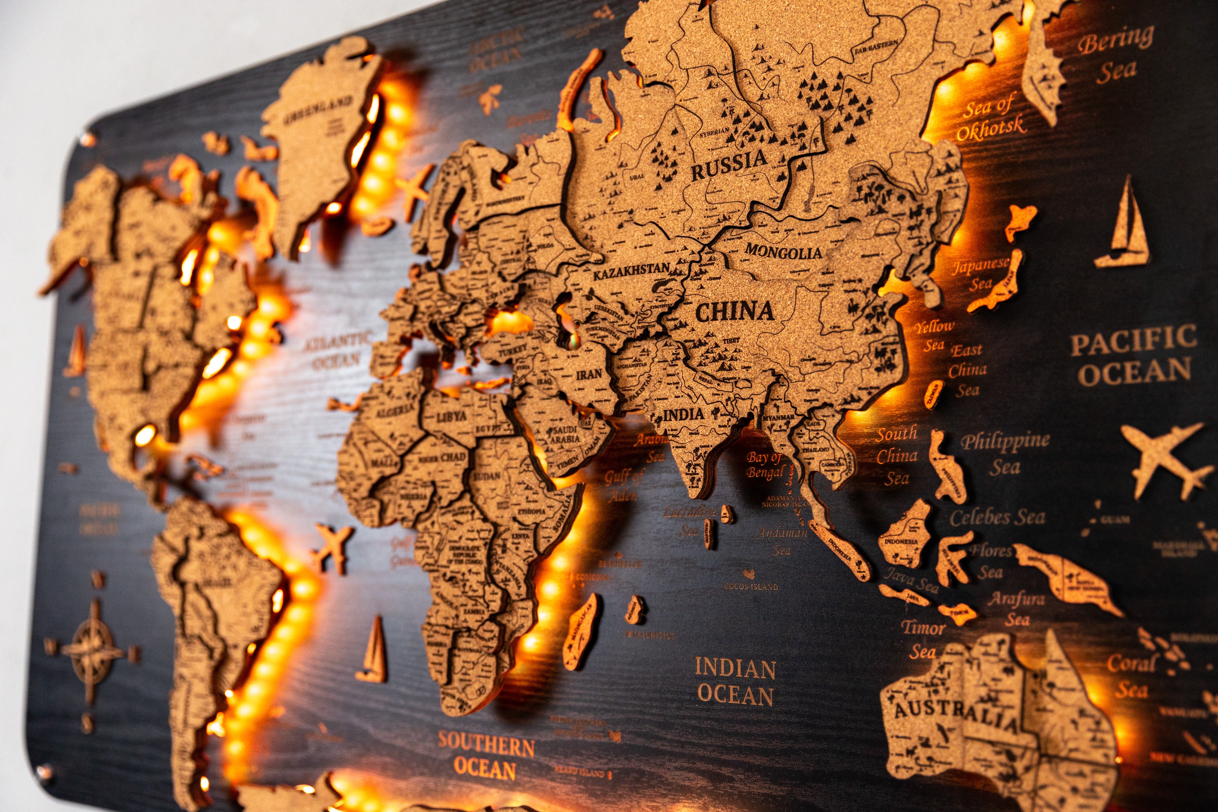 World Map Set Of 3 Cork