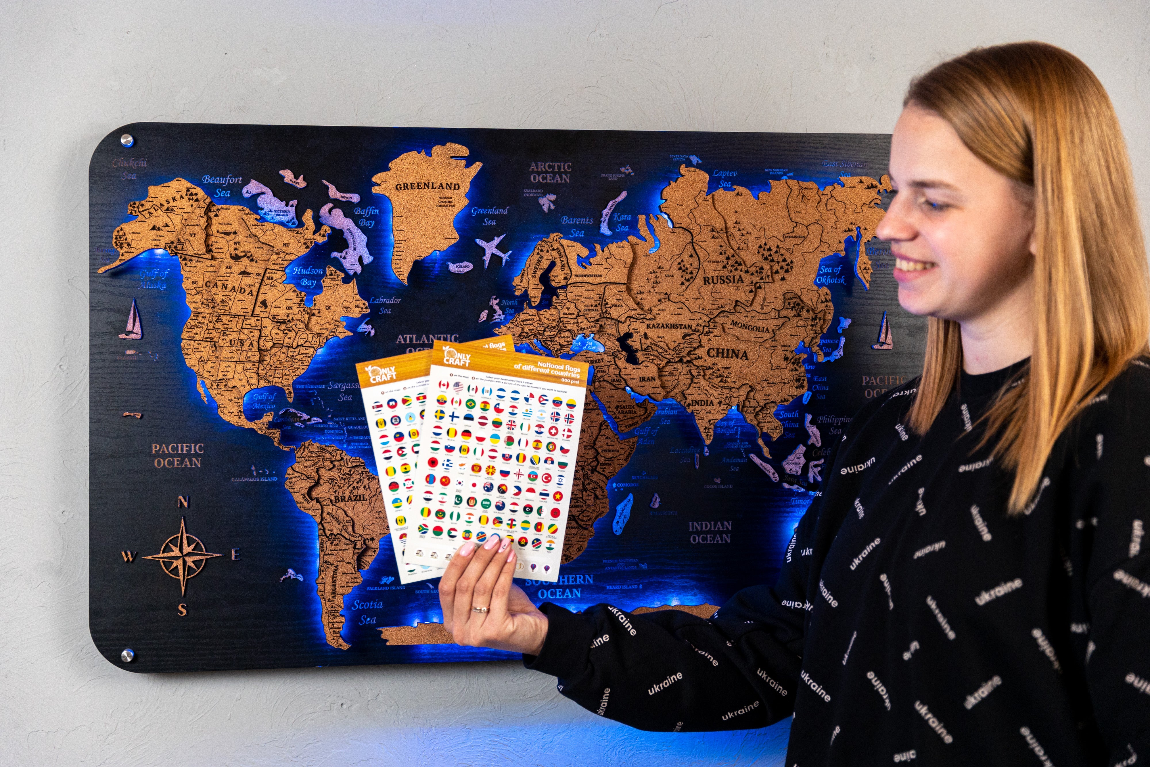 World Map Set Of 3 Cork