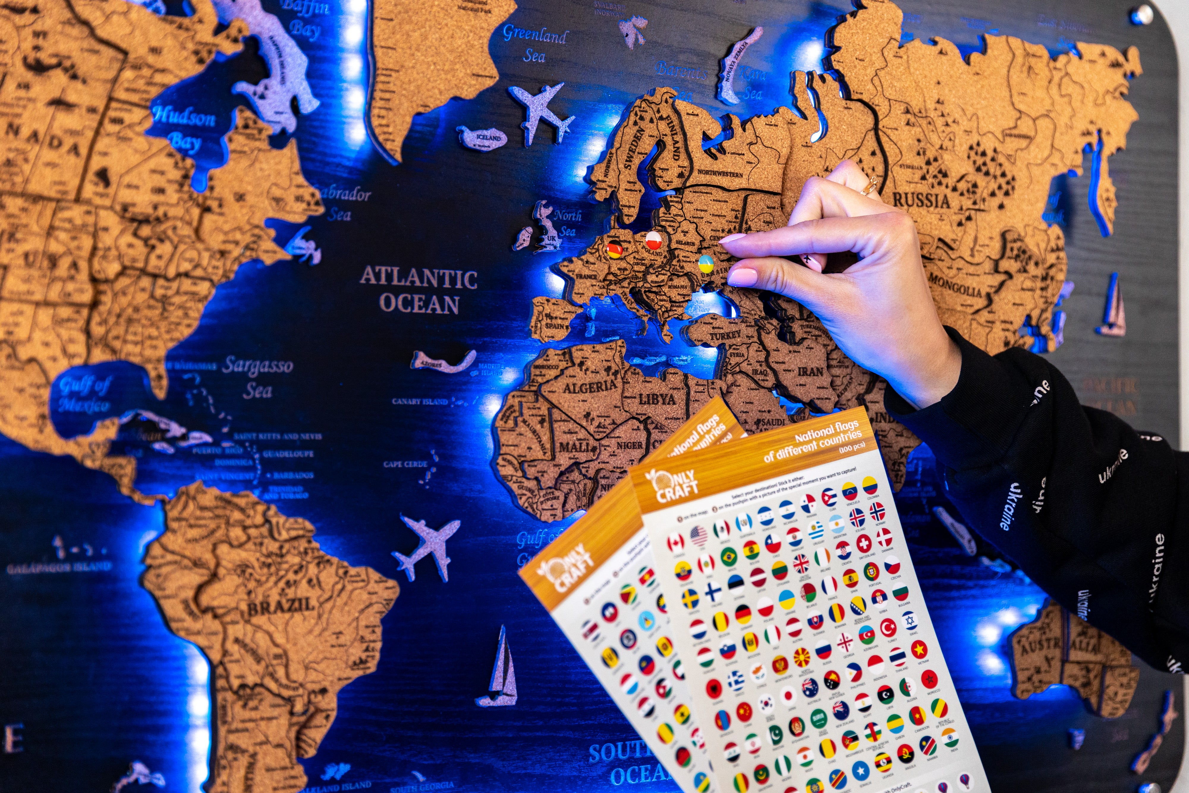 World Map Set Of 3 Cork