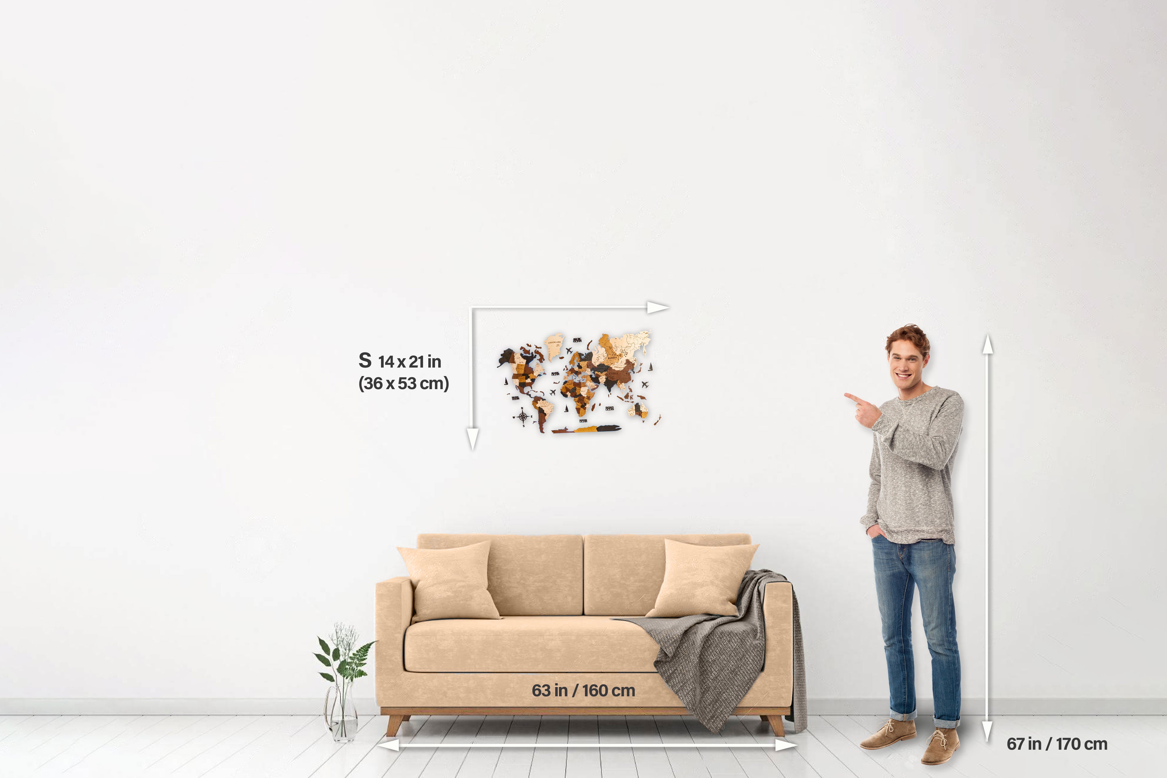 World Map Cork Led