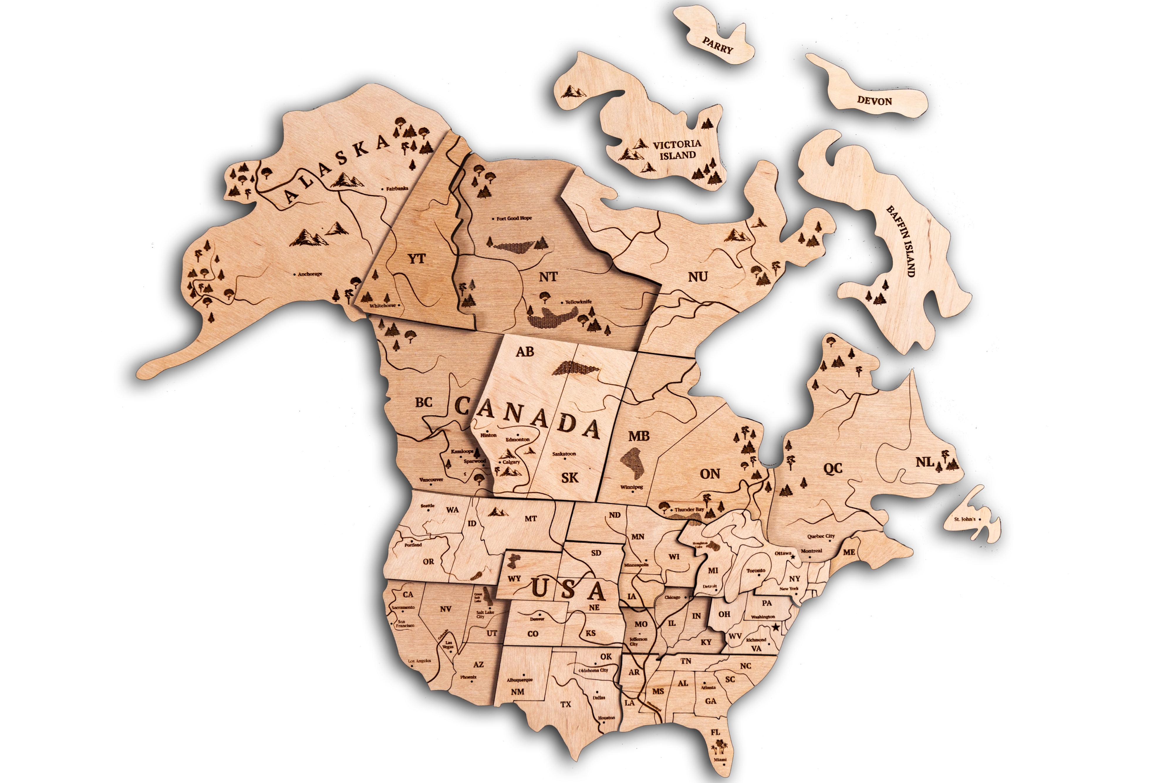 World Map Set Of 3 Cork