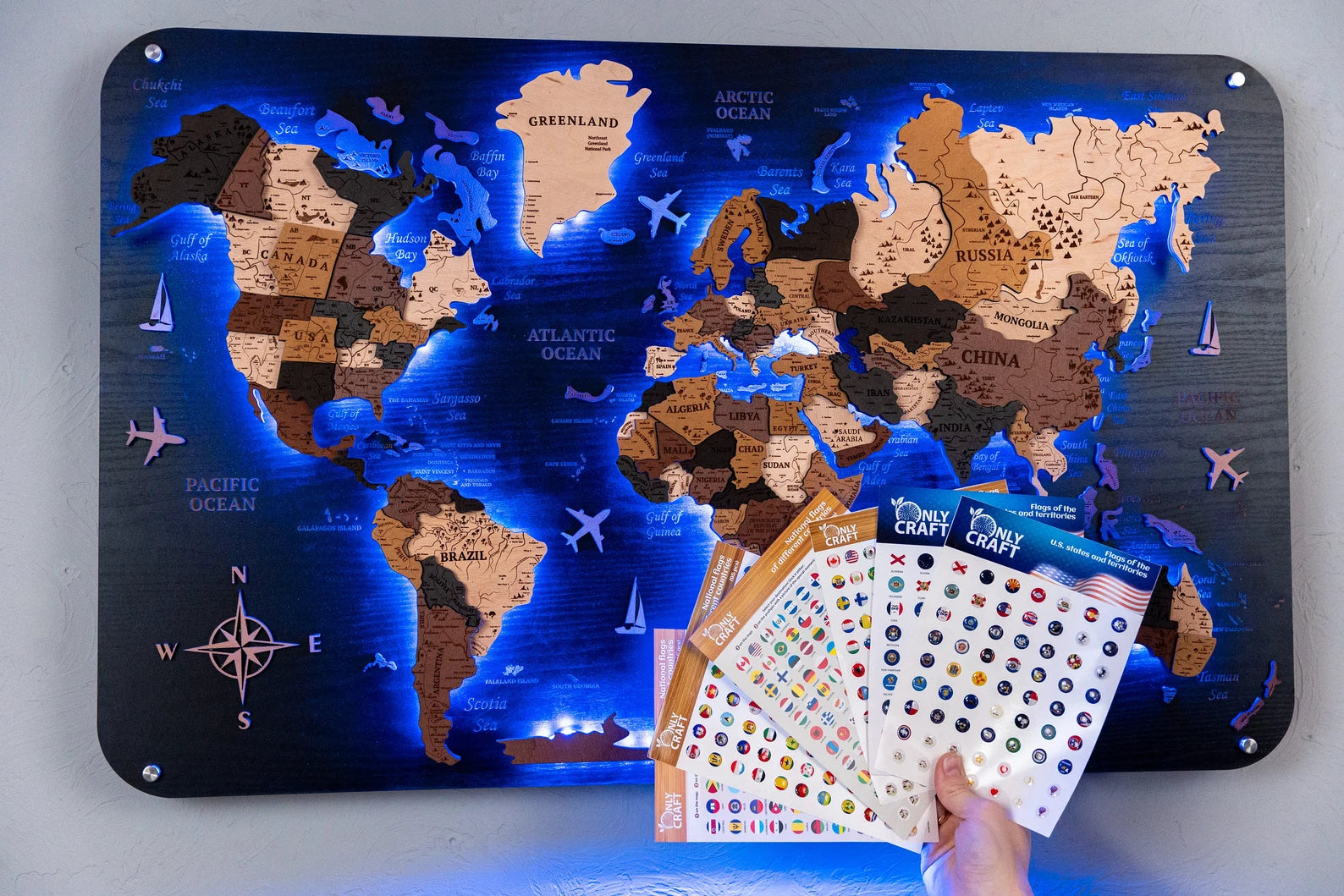 Levitate Wooden World Map