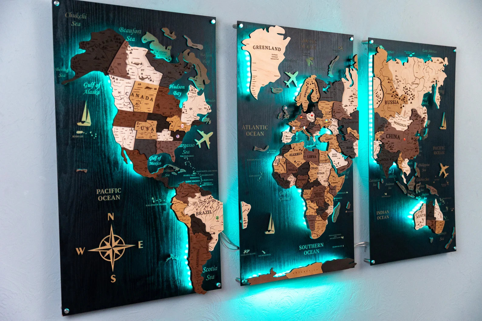 Levitate Wooden World Map