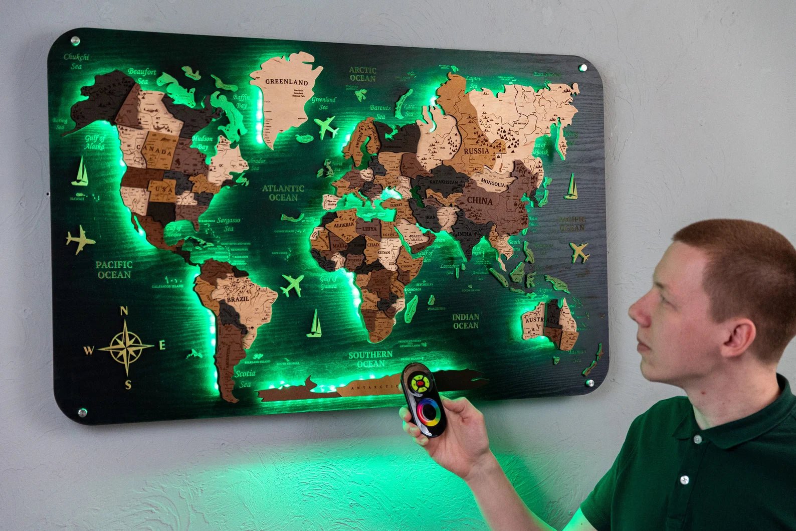 Levitate Wooden World Map