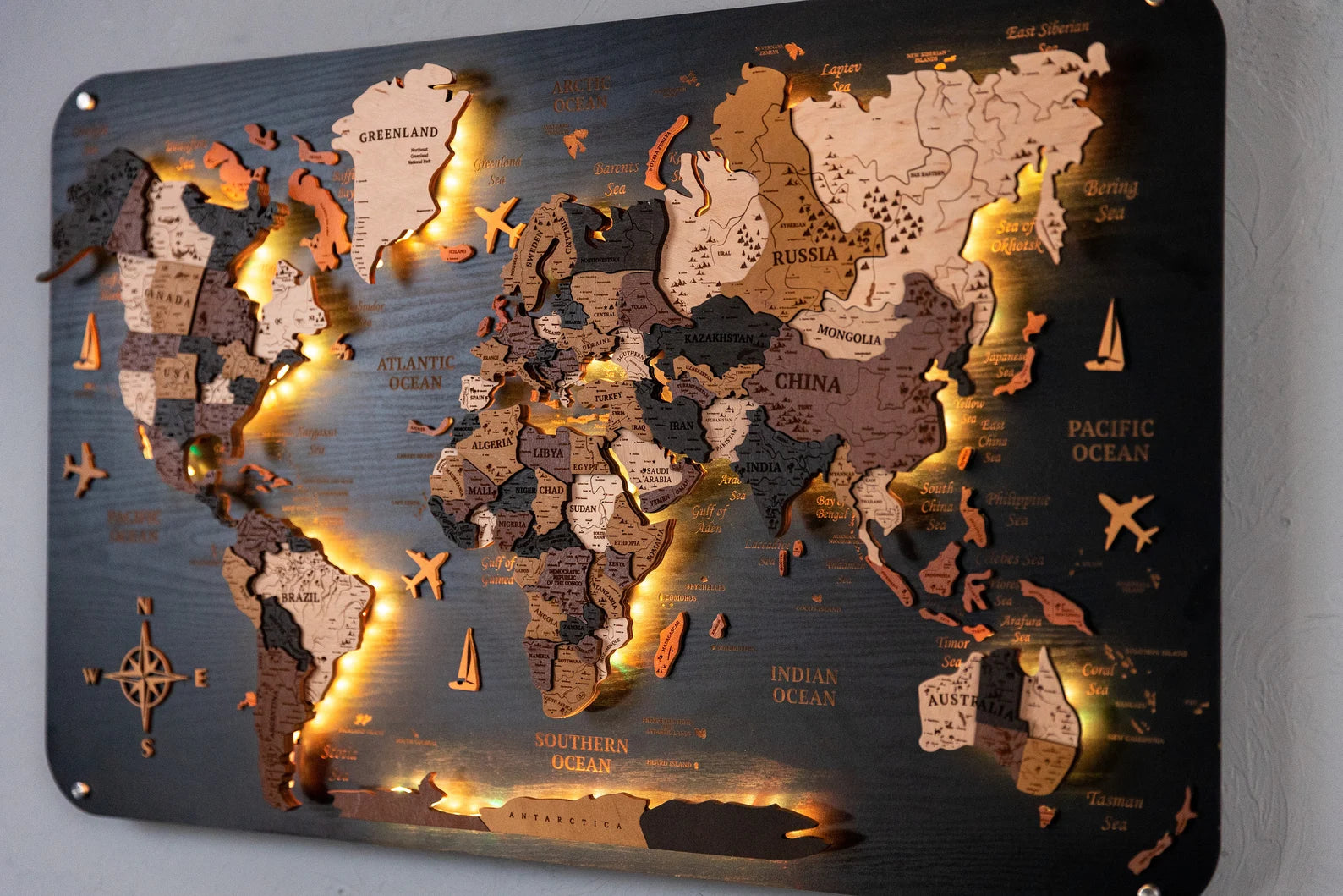 Levitate Wooden World Map