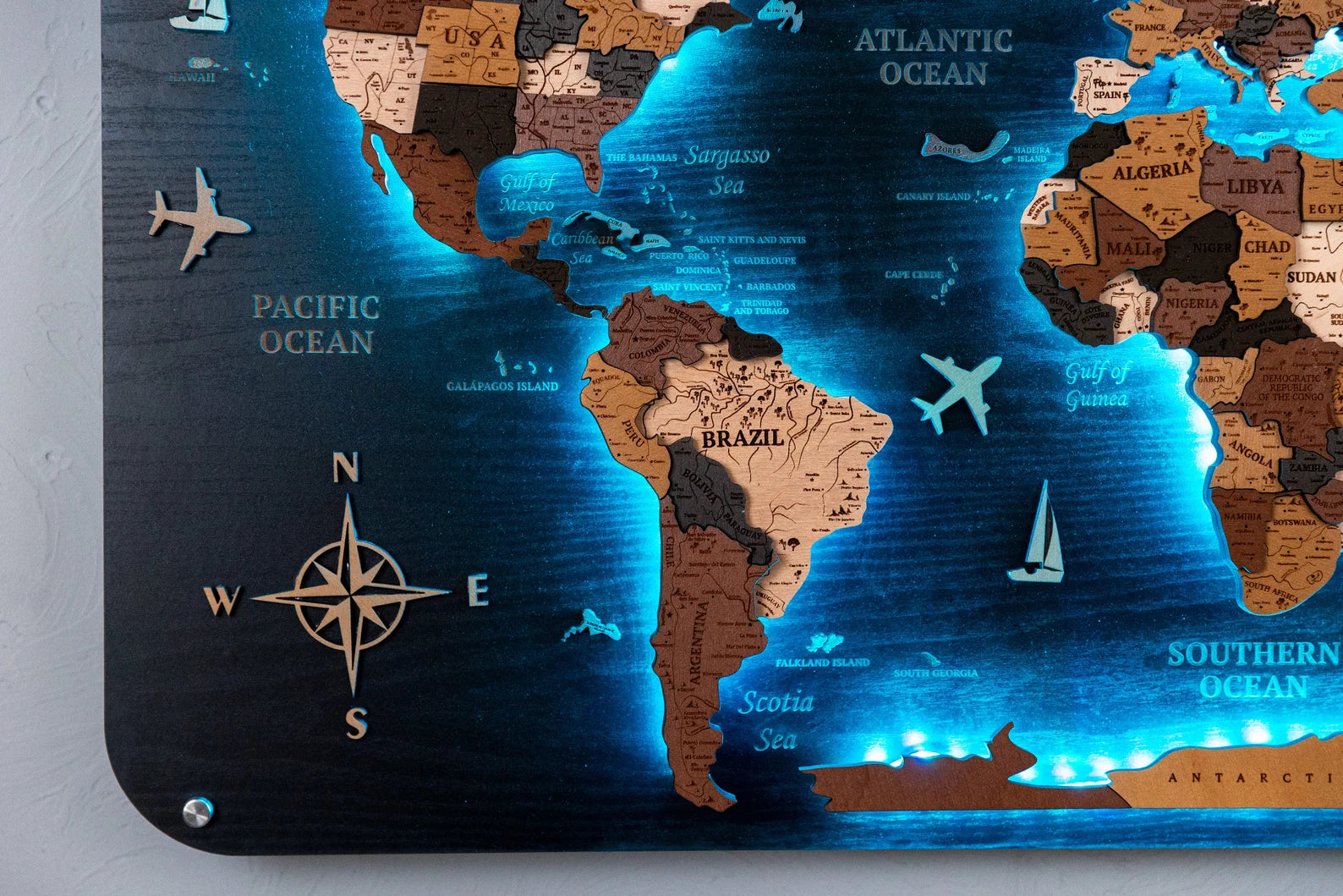 Levitate Wooden World Map