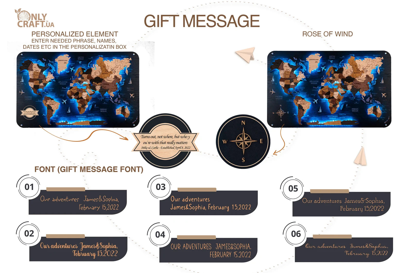 Levitate Wooden World Map