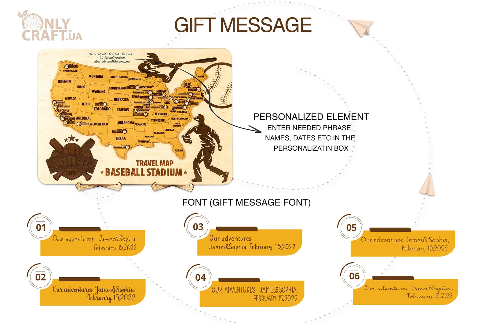 Wooden Baseball Stadium Tracker Map