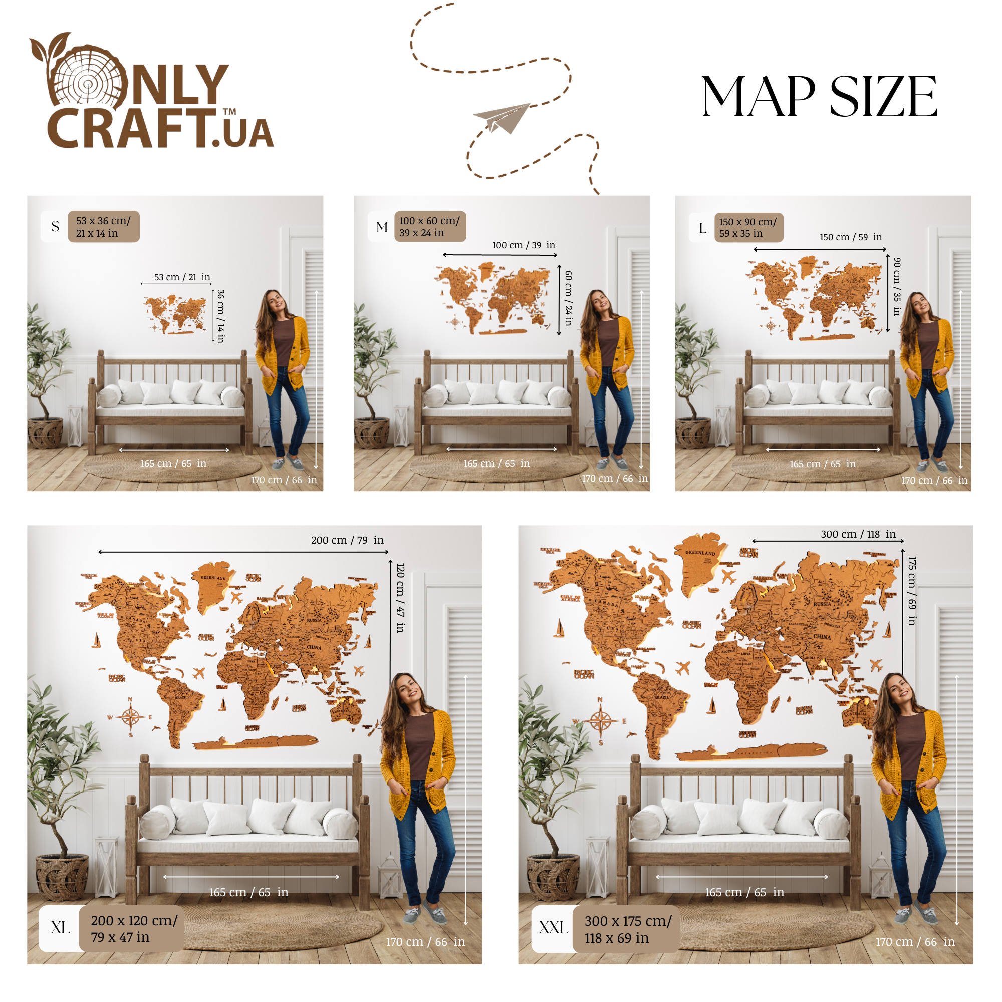 World Map Cork Led