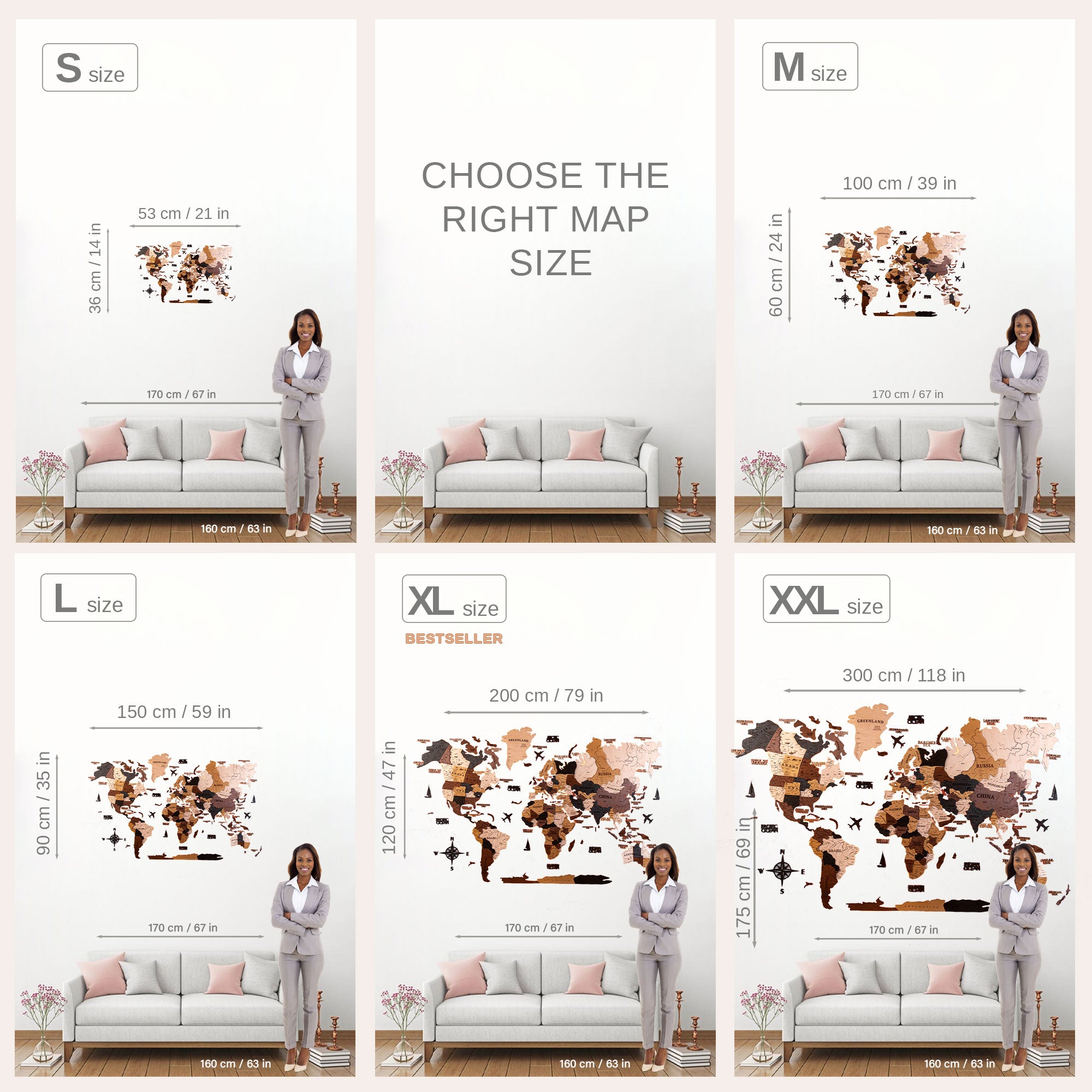 Led Wooden world map