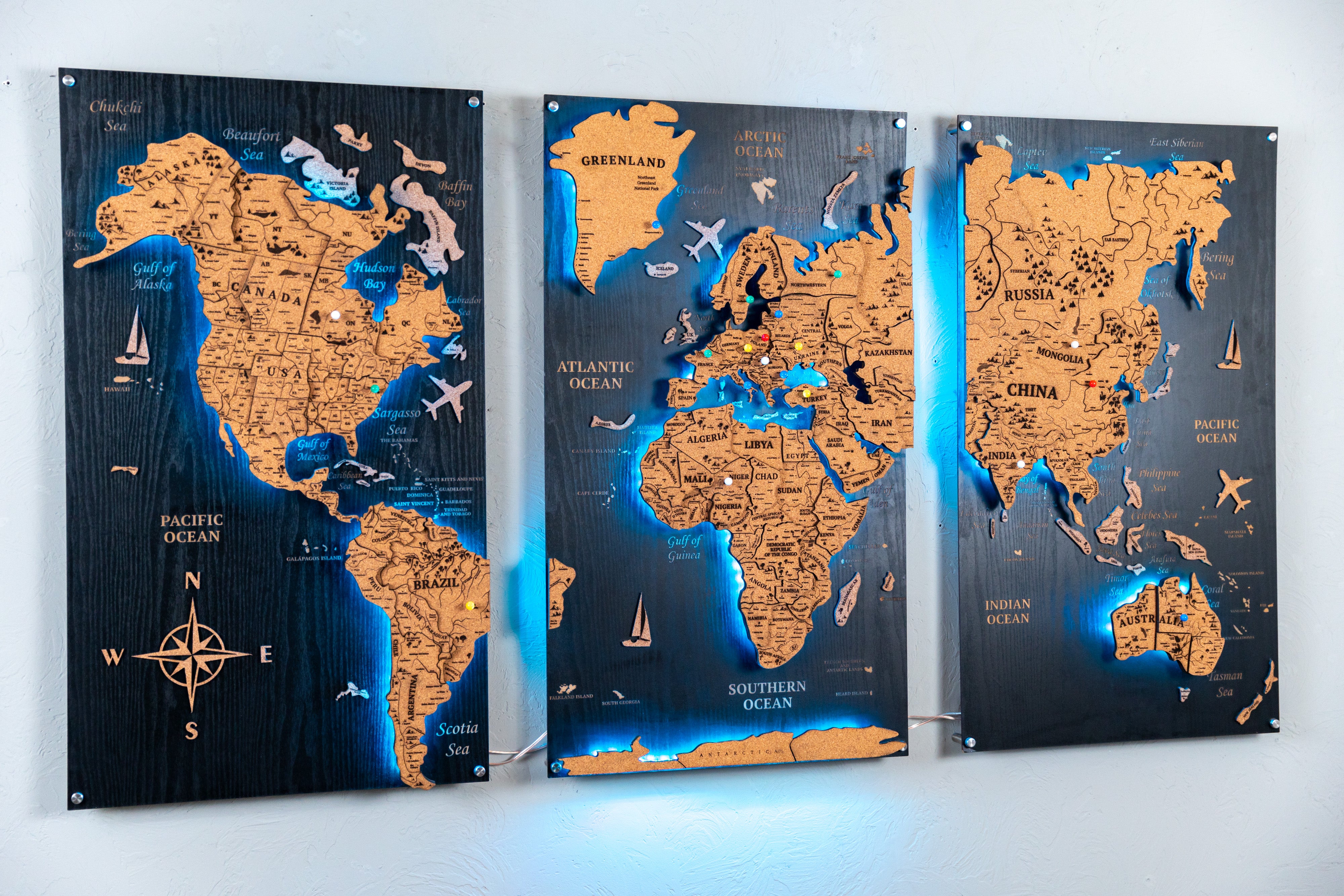 Cork World Map Push Pin
