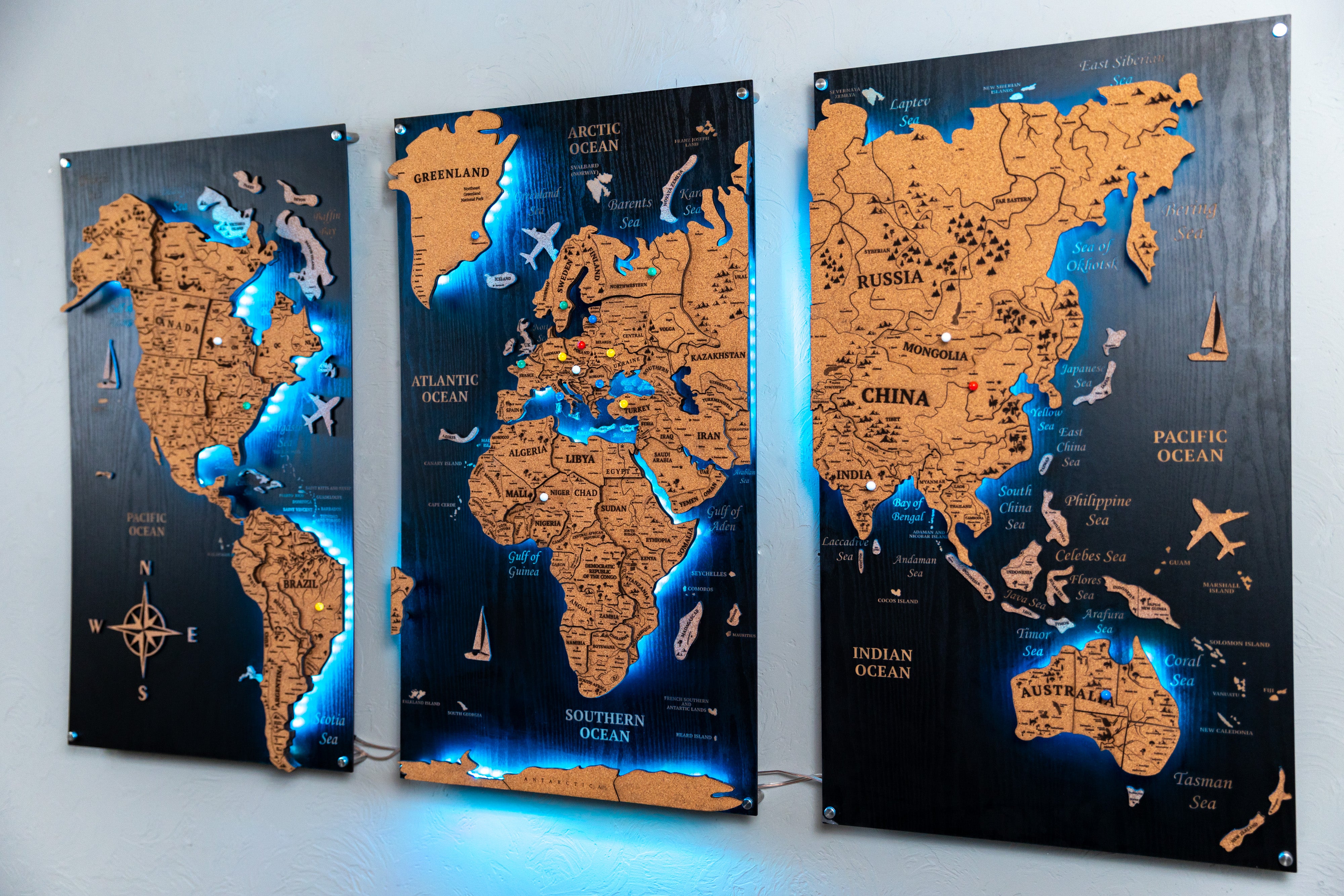 Cork World Map Push Pin