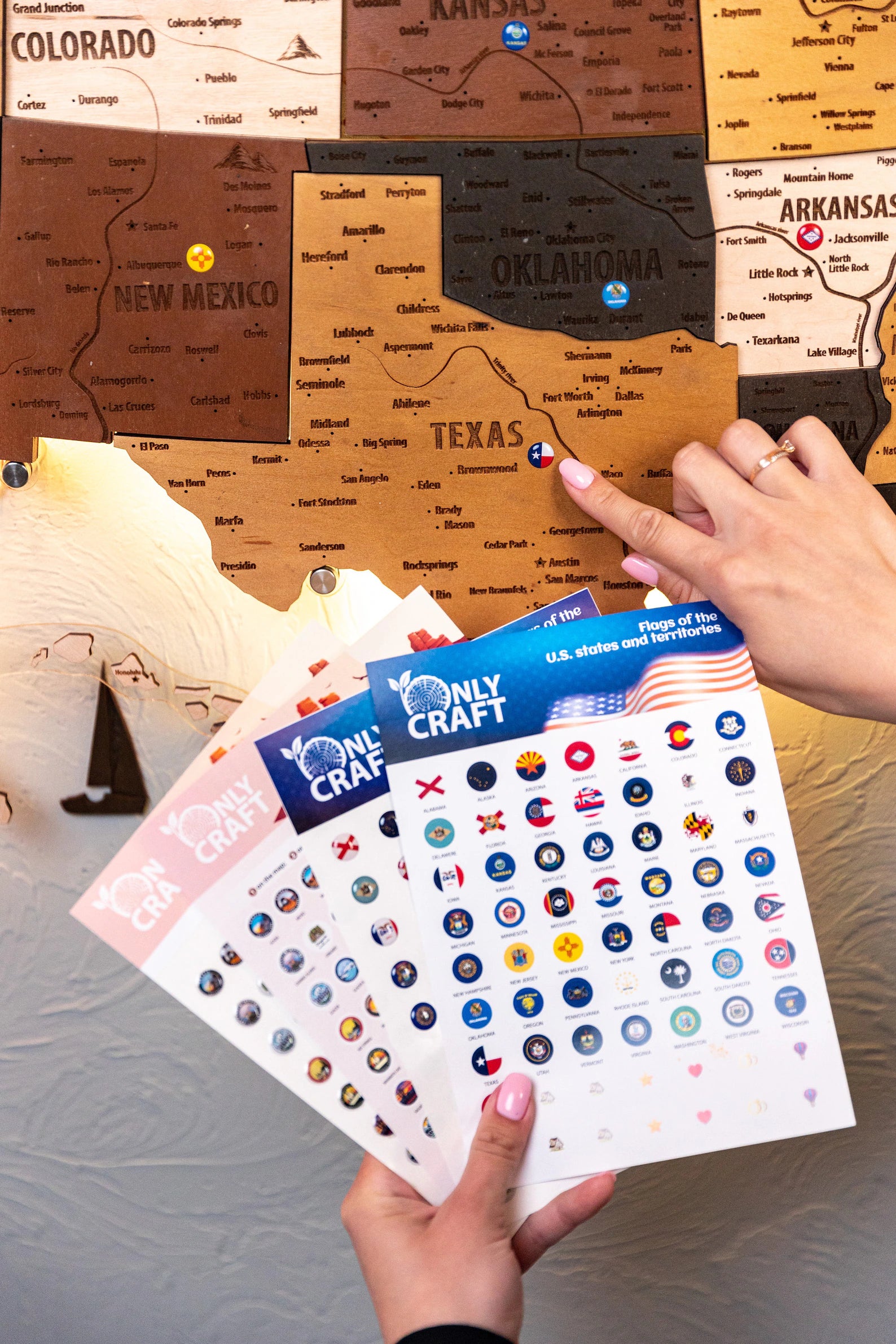 USA Wooden Map LED