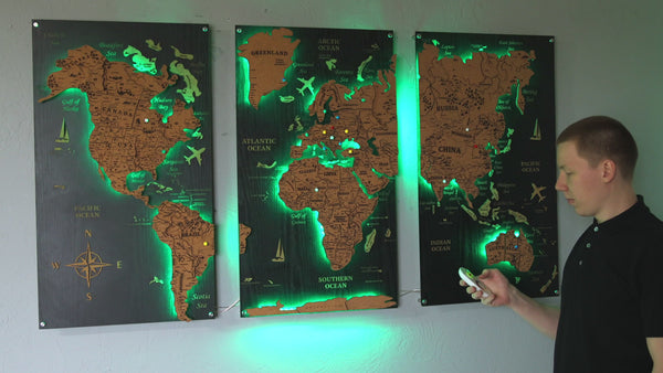 World Map Set Of 3 Cork