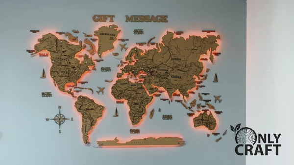 World Map Cork Led