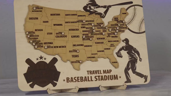 Wooden Baseball Stadium Tracker Map