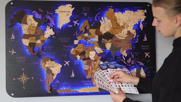 Levitate Wooden World Map